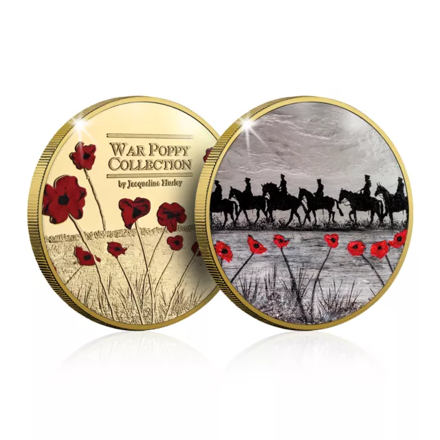 The War Poppy Collection Remembrance Day Gold Coin Medal For Heroes and Horses