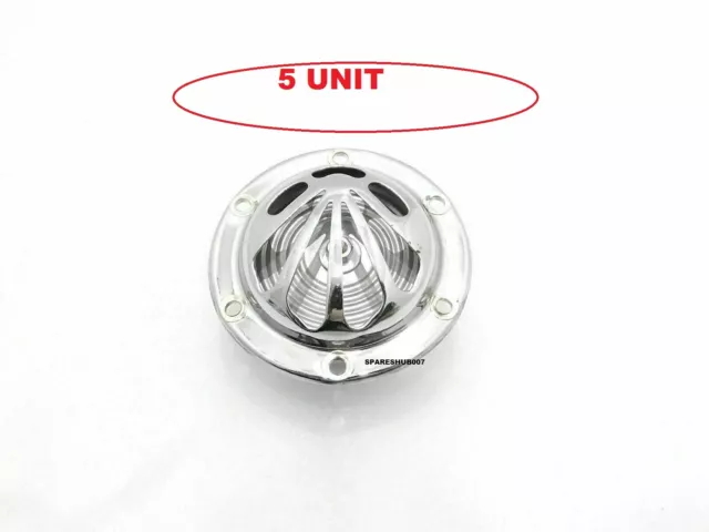 5x SUITABLE FOR VESPA V50, PV, 50N VBB, VLB, VNB CHROMED FLOWER SHELL HORN 12V