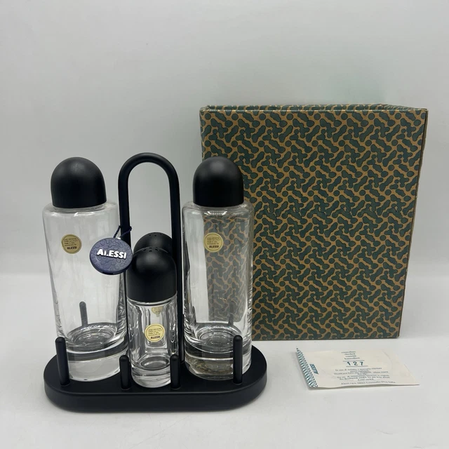 Set Portacondimenti Alessi 5070 - Acciaio Inox E Vetro, Per Olio, Aceto, Sale E Pepe - Foto 3
