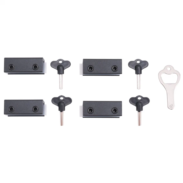 Lot de 4 serrures pour porte coulissante en verre, vitrine, armoire en verre, chromées, à clé (grande taille) | Leroy Merlin