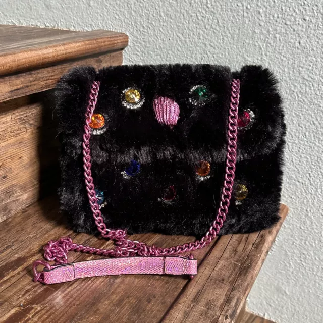 Kurt Geiger London Kensington Multi Jewels Faux Fur Shoulder Bag