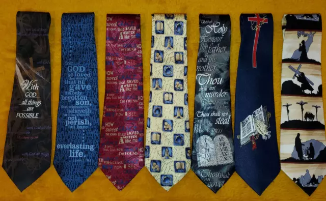 7 pc ~ RELIGIOUS TIES ~ #2 ~ JESUS GOD CHURCH BIBLE CHRISTIAN EASTER ~ 58"