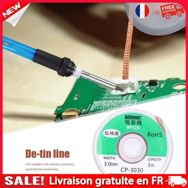 fr 3 mètres de ruban de tresse à dessouder, fil de mèche pour dissolvant de soud