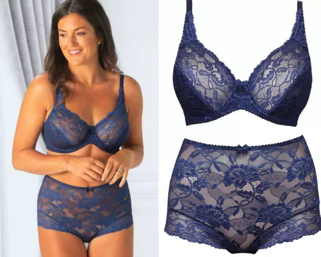 Charnos Rosalind Full Cup Bra or Deep Brief Navy 32-40 B-G Cup