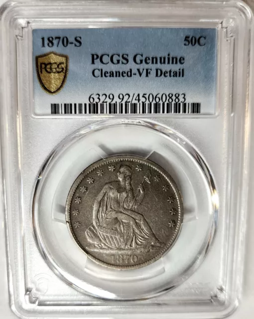 1870-S Liberty Seated Silver Half Dollar  Pcgs Vf Details Gs Tougher Date