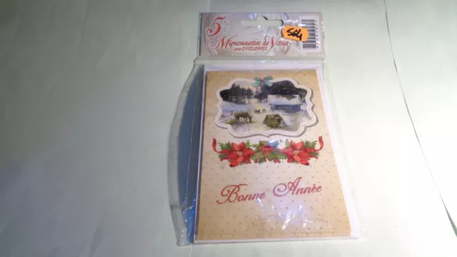 Carte Voeux - Bonne Annee - N°564 - 5 Cartes Et Enveloppes - Noel