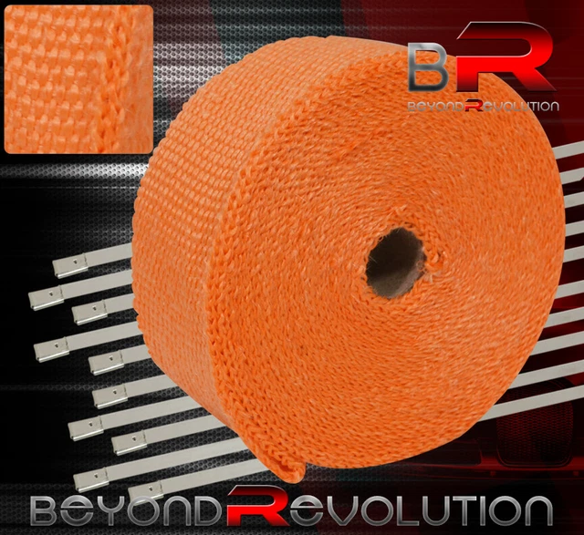 360" 30Ft Orange Heat Wrap Shield Cover Turbo Header Engine High Temp +Zip Ties