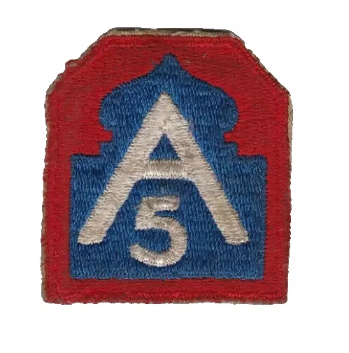 Original WWII US Army Fifth Army Patch 5th Army SSI Vintage Era Patch Cut-Edge