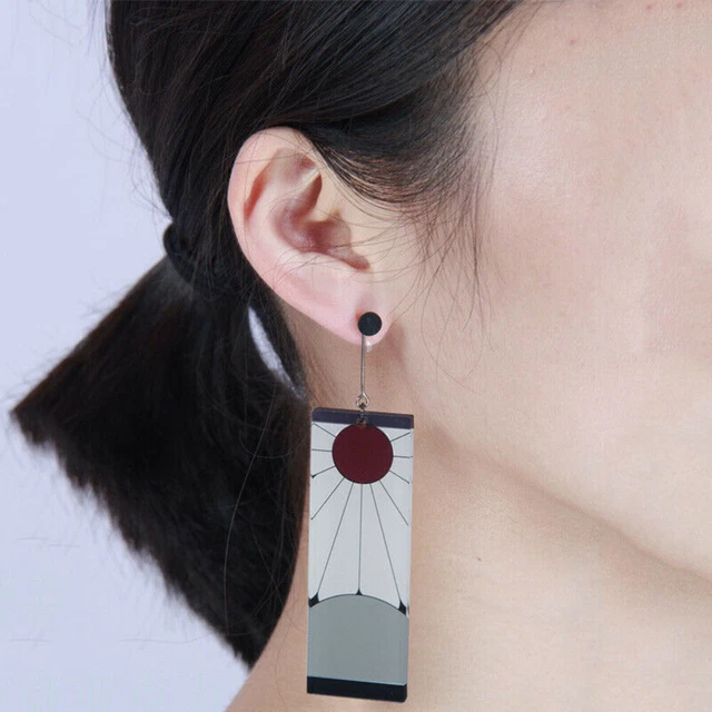 Orecchini Kimetsu No Yaiba Di Tanjiro Kamado - A Clip, Design Hanafuda, Per Fan Di Demon Slayer - Foto 6