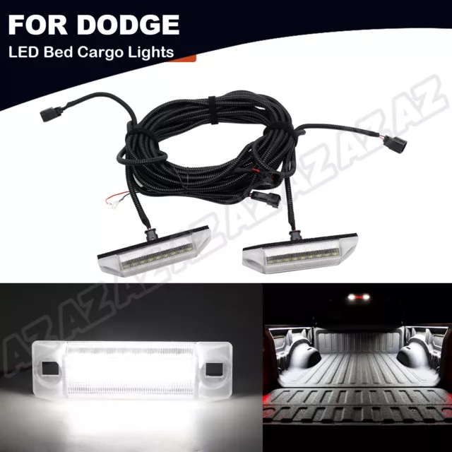 2x LED Truck Bed Cargo Lights + Wiring Harness For 2016-2021 Ram 1500 2500 3500