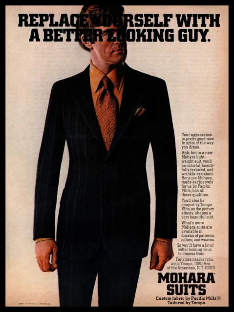 1970 Mohara Suits "Replace Yourself With A Better Looking Guy" Vintage Print Ad