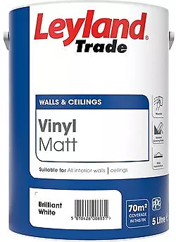 Leyland Trade Vinyl Matt Emulsion Paint - Brilliant White or Black - All Sizes