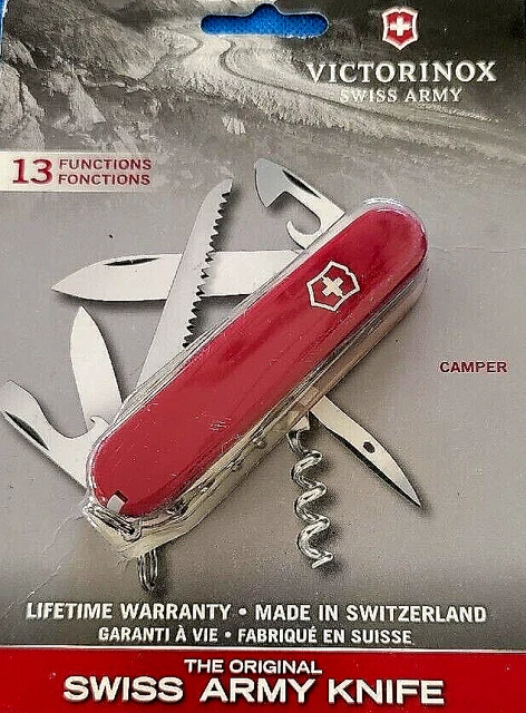 New Blister pack peg card Victorinox Camper Swiss Army knife New Blister pack peg card Victorinox Camper Swiss Army knife