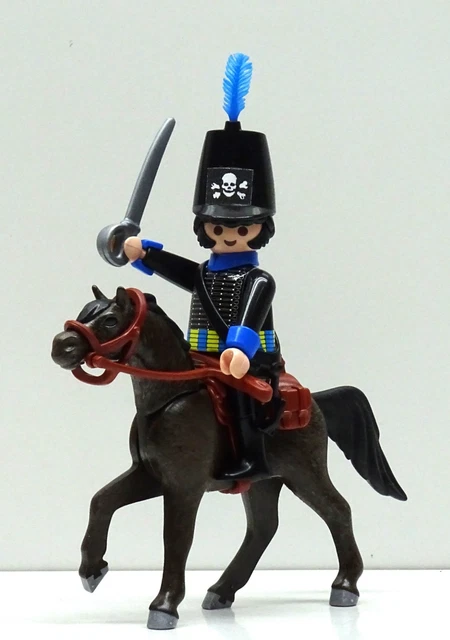 5 Soldats Playmobil Garde Hussard Dragon – Bleu Et Beige, Pour Custom Napoleonic
