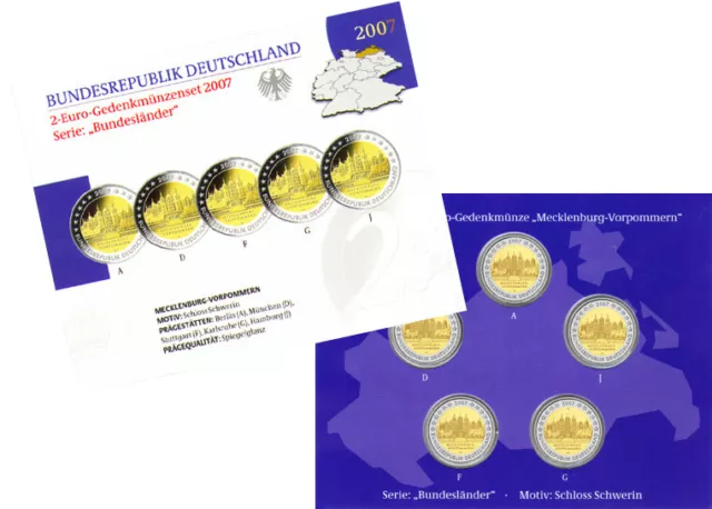 Brd 2 Euro 2007 Schweriner Schloss Adfgj Polierte Platte Im Original-Blister