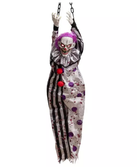 Halloween Animated Hanging Clown with Glowing Eyes Creepy Sound and Shaking Body