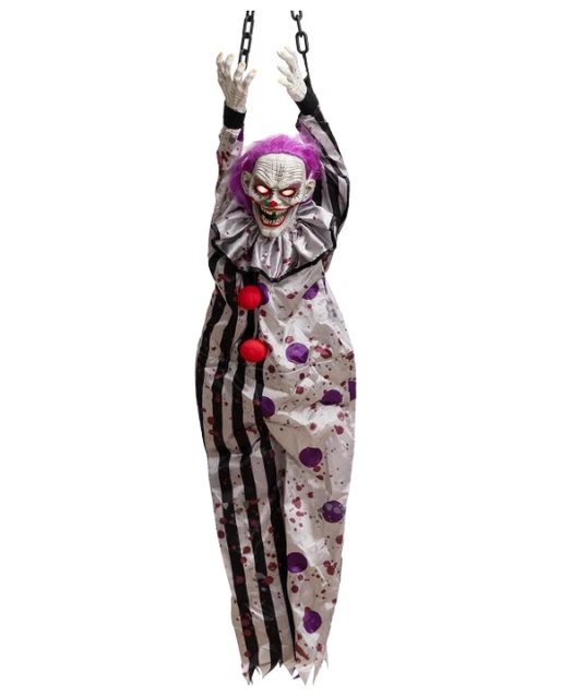 Halloween Animated Hanging Clown with Glowing Eyes Creepy Sound and Shaking Body