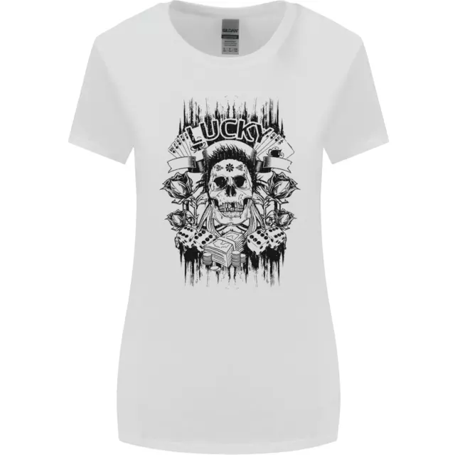 Lucky Dice Skull Motorbike Biker Motorcycle Womens Wider Cut T-Shirt