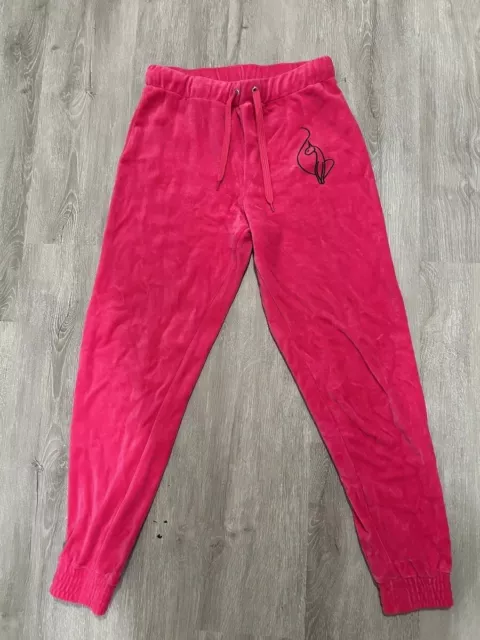 Baby Phat Velour Jogger Sweatpants Women's Size S- Pink Black Embroidered Cat