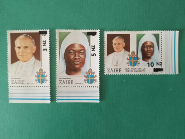 Zaïre 3 surchargé Nouvelle Valeur en NZ Pape Jean-Paul II MNH neuf