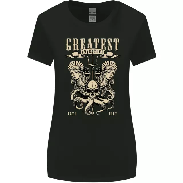 T-shirt donna taglio più largo Trident Skull Scuba Diving Octopus Cthulhu