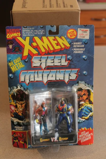 NEW Marvel X-Men Steel Mutants GAMBIT vs BISHOP Die Cast Metal Toy Biz Figure