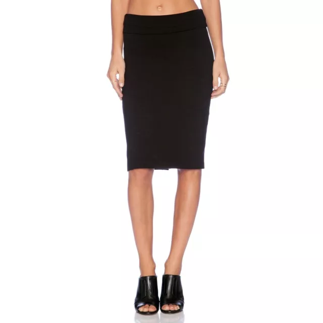 Splendid Womens Black Pencil Skirt Slub French Terry Foldover Waist size Small