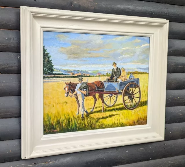 S.a. Forbes Village Field Cart Horse Family Stunning Framed Vintage Oil Painting