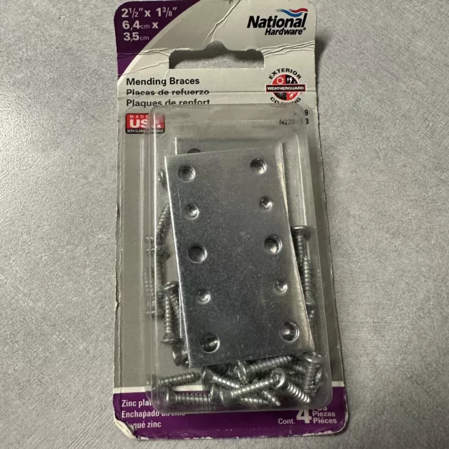 National Hardware Mending Braces Zinc Plated 2-1/2" x 1-3/8" N220-103 -(4 IN PK)