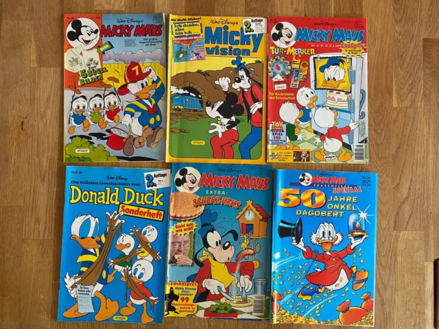 6 Micky Maus Donald Duck Comic‘s Hefte Walt Disneys