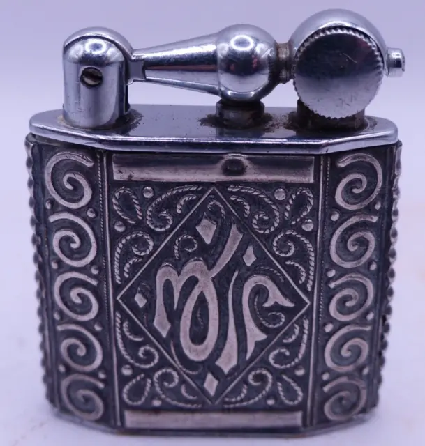 Old Persian Interest Silver Nova Lighter With Arabic Calligraphy Very Rare