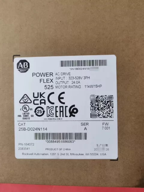 25B-D024N114 PowerFlex 525 AC Drive 480V 15HP 25BD024N114 New