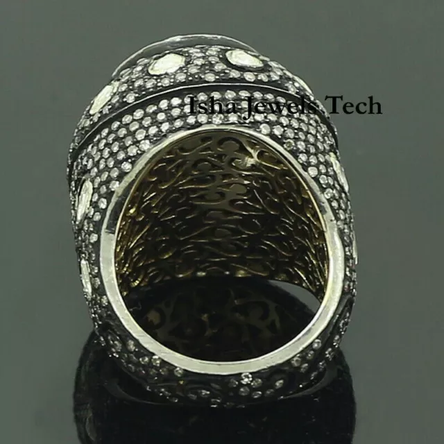 Ring Natural Pave Diamond & Diamond Polki 925 Sterling Silver Ring Jewelry 2