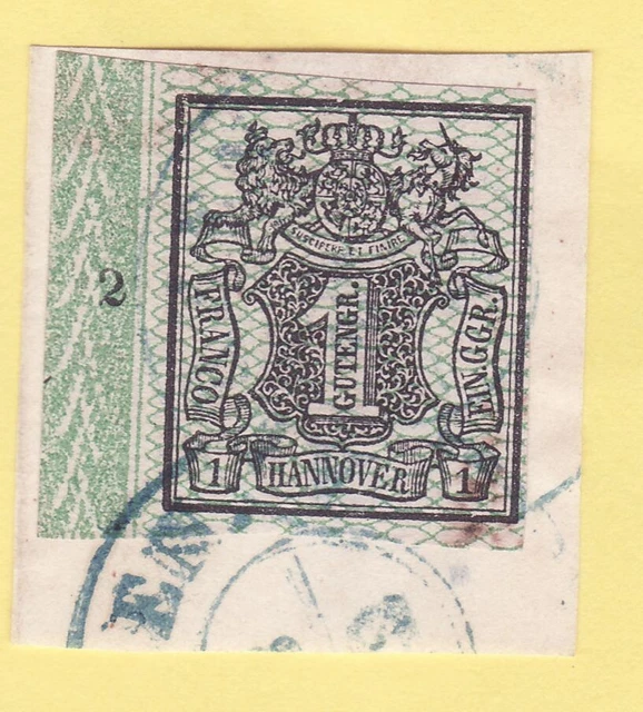 ## AD Hannover MiNr 9 BOGENRAND gest. , REIHENZAHL 2 , BPP - GEPRÜFT , SELTEN ##