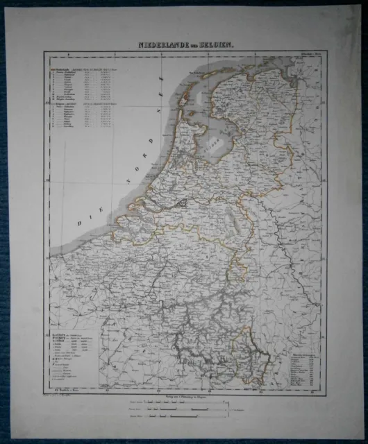 1848 Sohr Berghaus map NETHERLANDS AND BELGIUM, #60