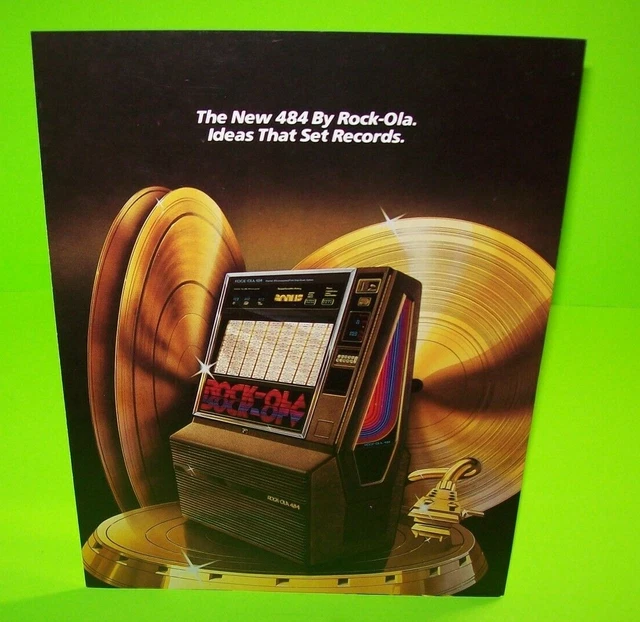 Rock Ola 484 Original Jukebox FLYER 1981 Foldout Brochure Artwork Sheet RockOla
