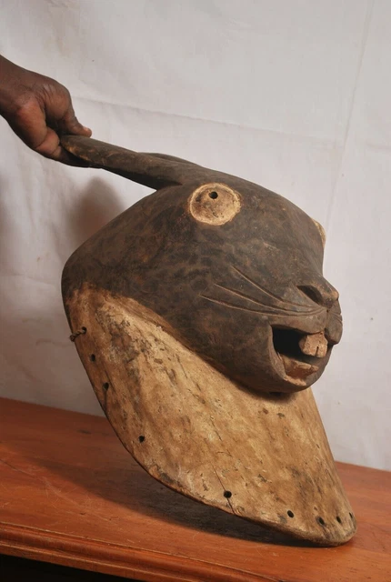 African art, Amazing luba rabbit Animal mask from katanga Congo (Zaire) 10