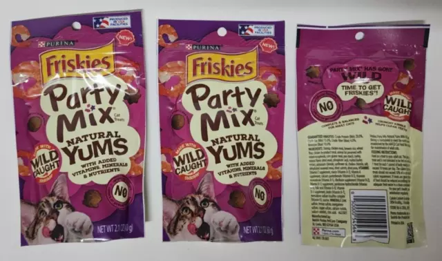 (3) Purina Friskies Party Mix Cat Treats, Natural Yums With Wild Shrimp - 2.1 oz