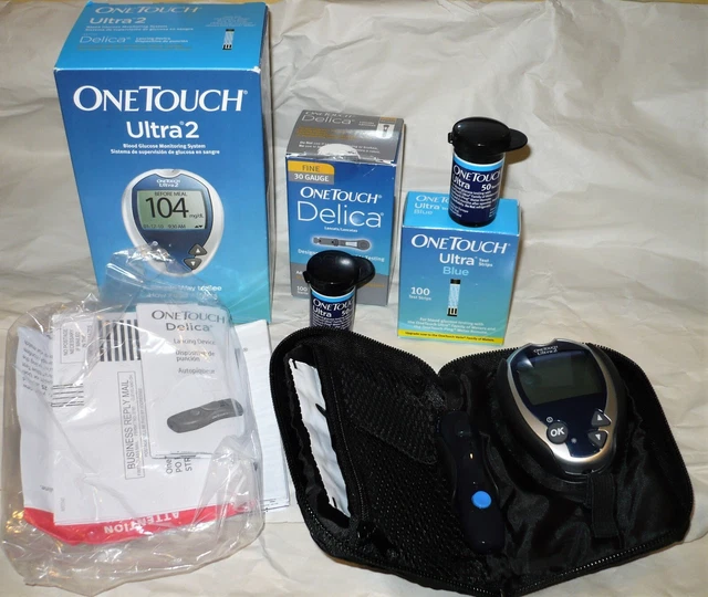 ONE TOUCH ULTRA 2 Blood Glucose Monitor with Case + Delica Device 15.