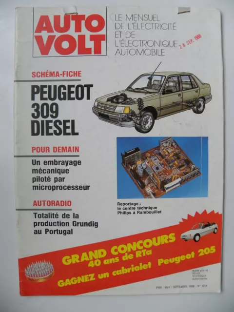 revue automobile AUTO VOLT schéma-fiche PEUGEOT 309 diesel