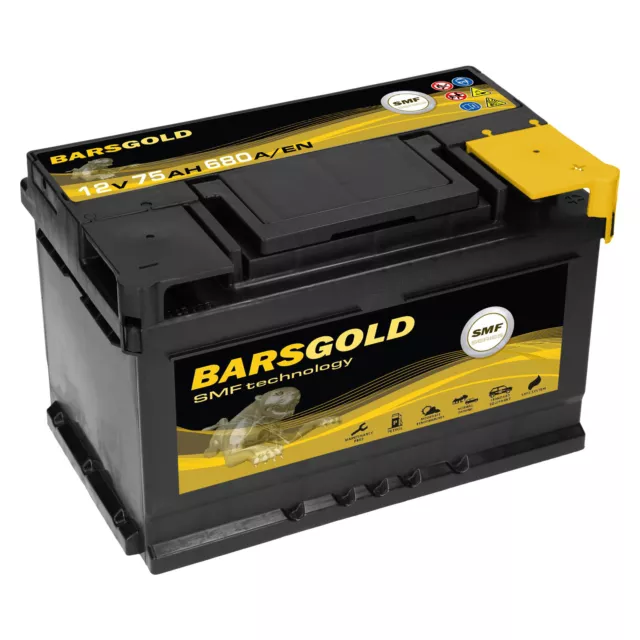 Autobatterie 12V 75Ah Bars Gold SMF Starter Batterie Bleiakku Nassbatterie Auto