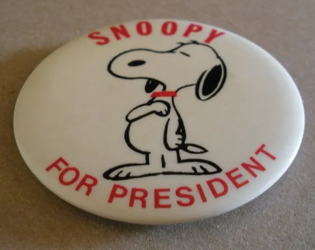 Snoopy For President vintage 1960s Large 2.5" Button Pin dated 1966 Peanuts Fine