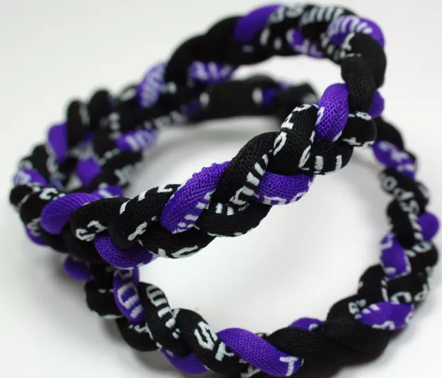 Black Purple  3 Rope Twister Titanium Sport Necklace Tornado Baseball Softball