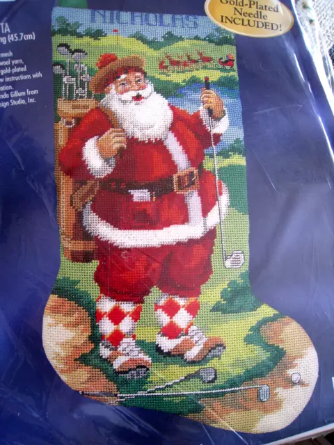 Christmas Holiday Bucilla Needlepoint Stocking Kit,SANTA'S  VISIT,Gillum,60702,18