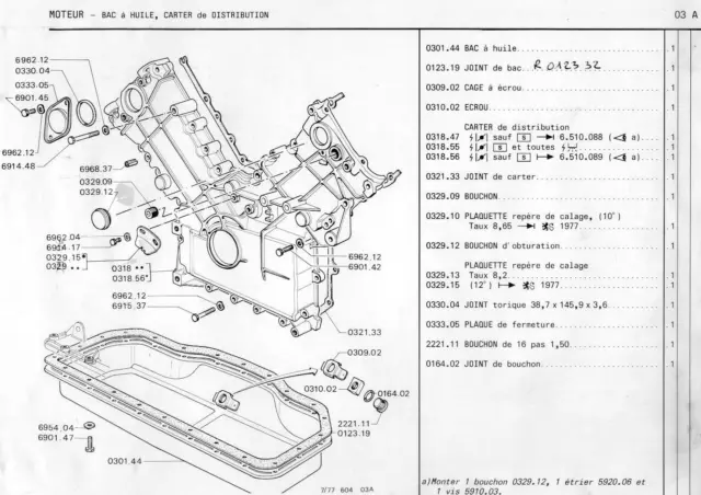 Joint plaque de fermeture carter distribution Peugeot 504 V6 604 V6 Tagora V6 2