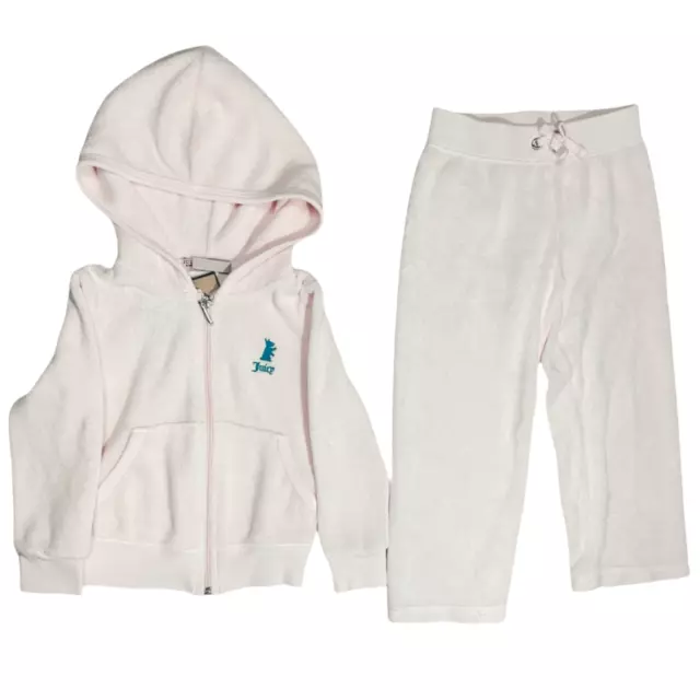 Felpa con cappuccio in velluto JUICY COUTURE ragazze cerniera pesca top tuta inferiore set 2 pz età 2