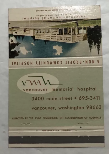 Vancouver Memorial Hospital Vancouver, Washington Matchbook Cover