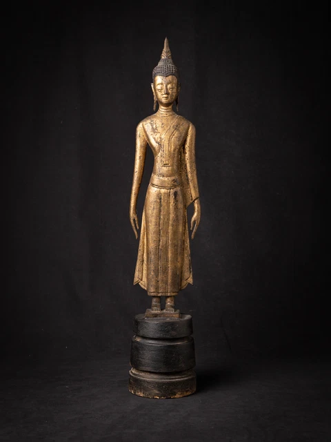 Antique wooden Laos Buddha statue from Laos, Late 18th / early 19th century
