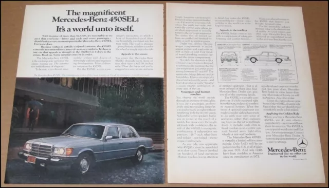 1977 Mercedes-Benz 450SEL 2-Page Print Ad 1976 Car Auto Advertisement Vintage