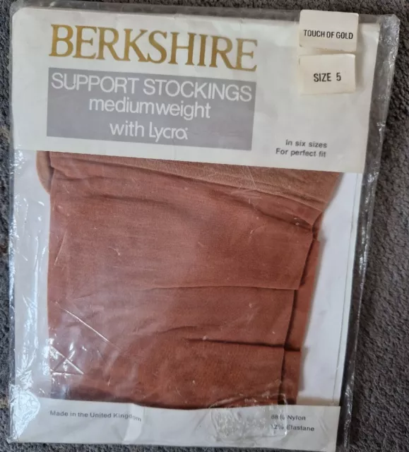 Calze di supporto vintage Berkshire tocco in oro taglia 5